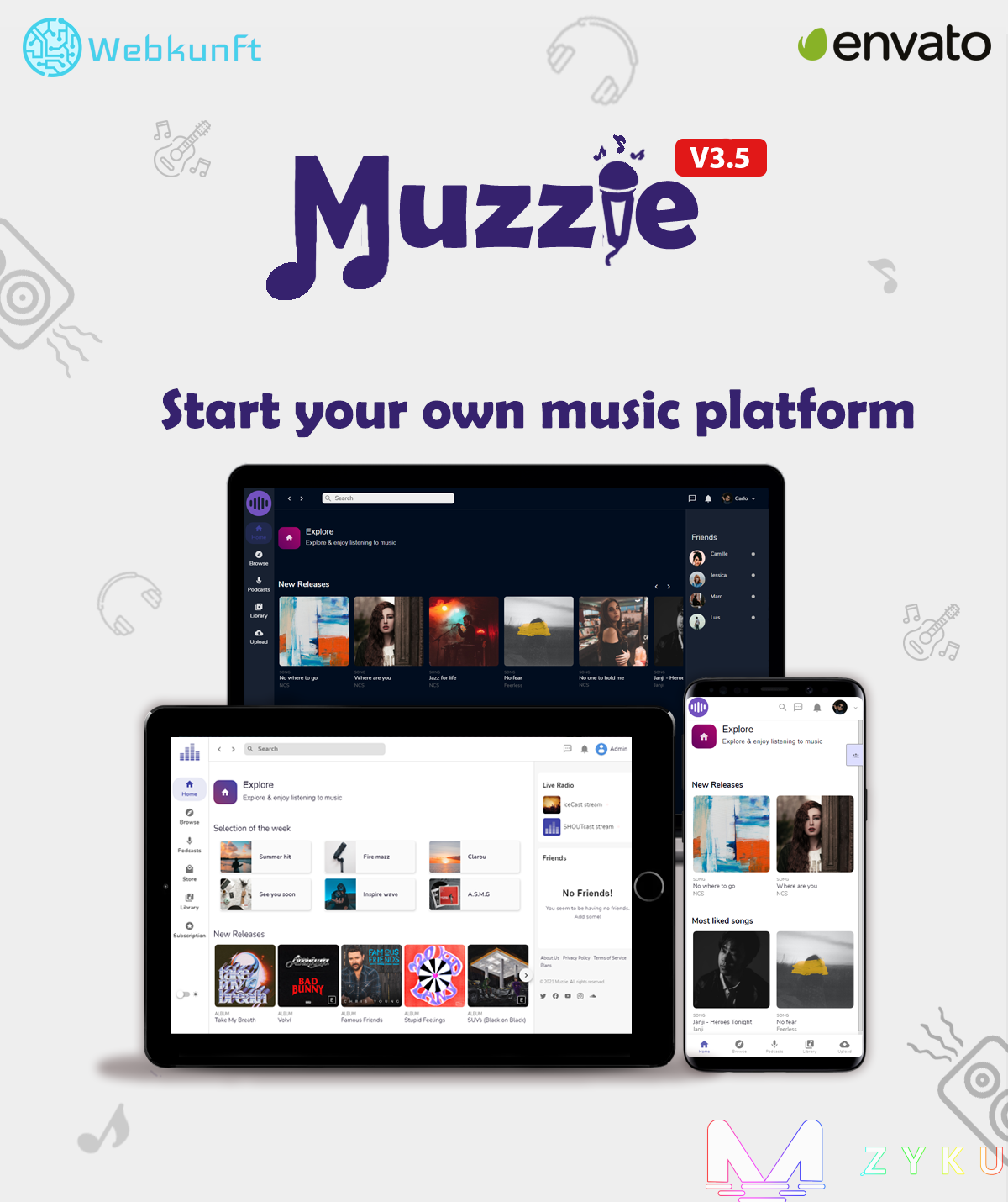 Muzzie  – 音乐，播客和直播平台